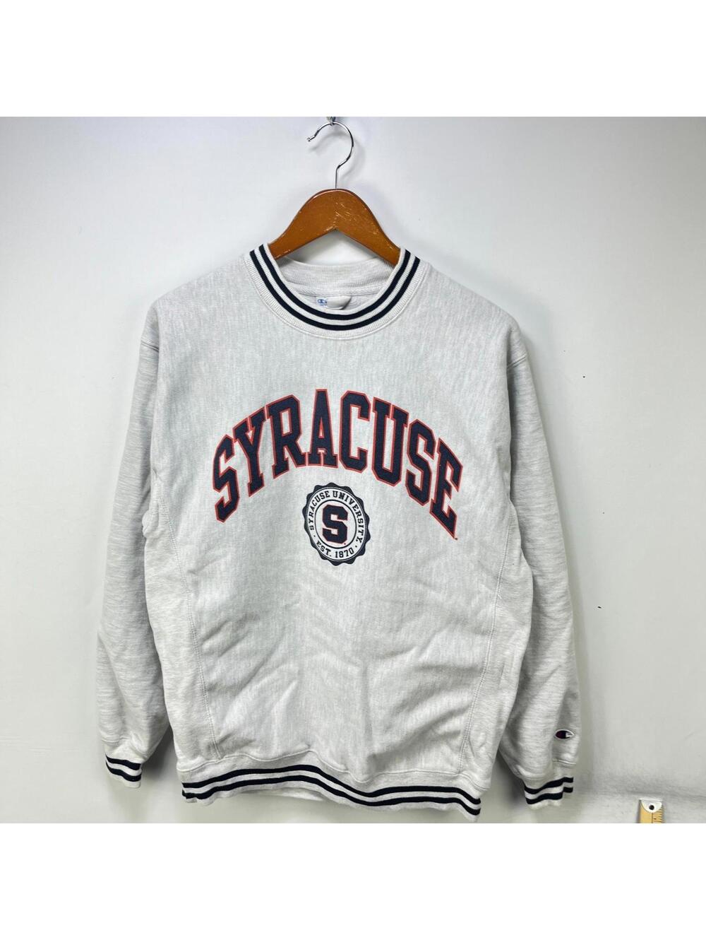 Vintage 90s Syracuse Orangemen Hoodie Gray Champion Medium